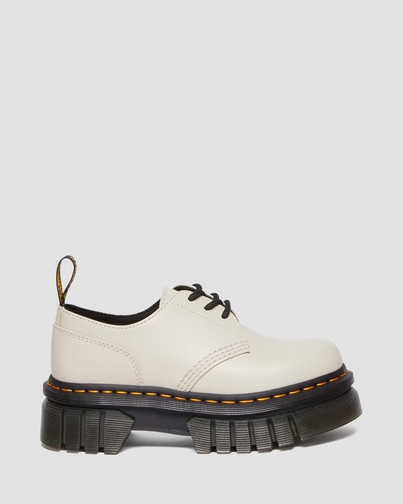 Cobblestone Grey Doctor Martens Audrick Nappa Leather Platform Shoes (Nappa Lux) | AD30-N5NA