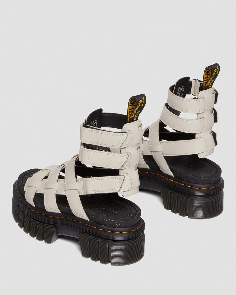 Cobblestone Grey Doctor Martens Ricki Nappa Lux Leather Platform Gladiator Sandals (Nappa Lux) | AD77-K4XF