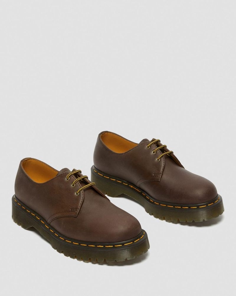 Dark Brown Doctor Martens 1461 Bex Crazy Horse Leather Oxford Shoes (Crazy Horse) | AG39-V4NT