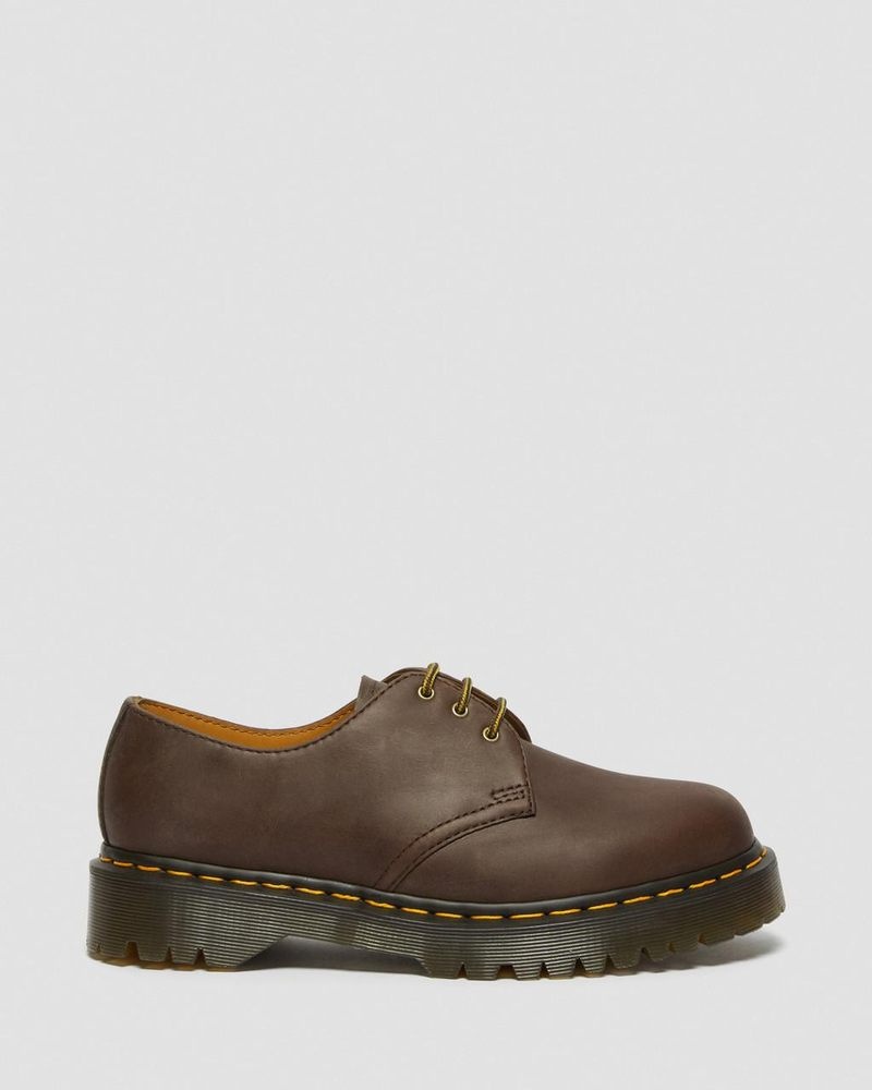 Dark Brown Doctor Martens 1461 Bex Crazy Horse Leather Oxford Shoes (Crazy Horse) | AG39-V4NT