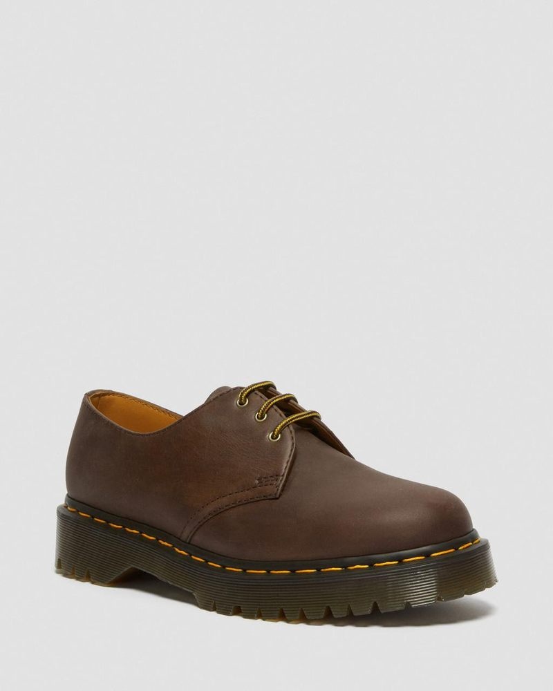 Dark Brown Doctor Martens 1461 Bex Crazy Horse Leather Oxford Shoes (Crazy Horse) | AG39-V4NT