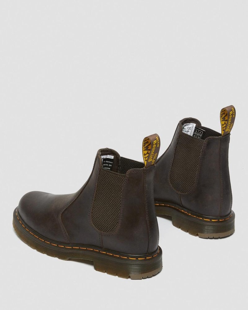 Dark Brown Doctor Martens 2976 Slip Resistant Leather Chelsea Boots (Crazy Horse) | KI15-F3GO