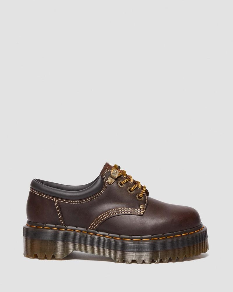 Dark Brown Doctor Martens 8053 Arc Crazy Horse Leather Platform Casual Shoes (Crazy Horse) | MR28-I0FW