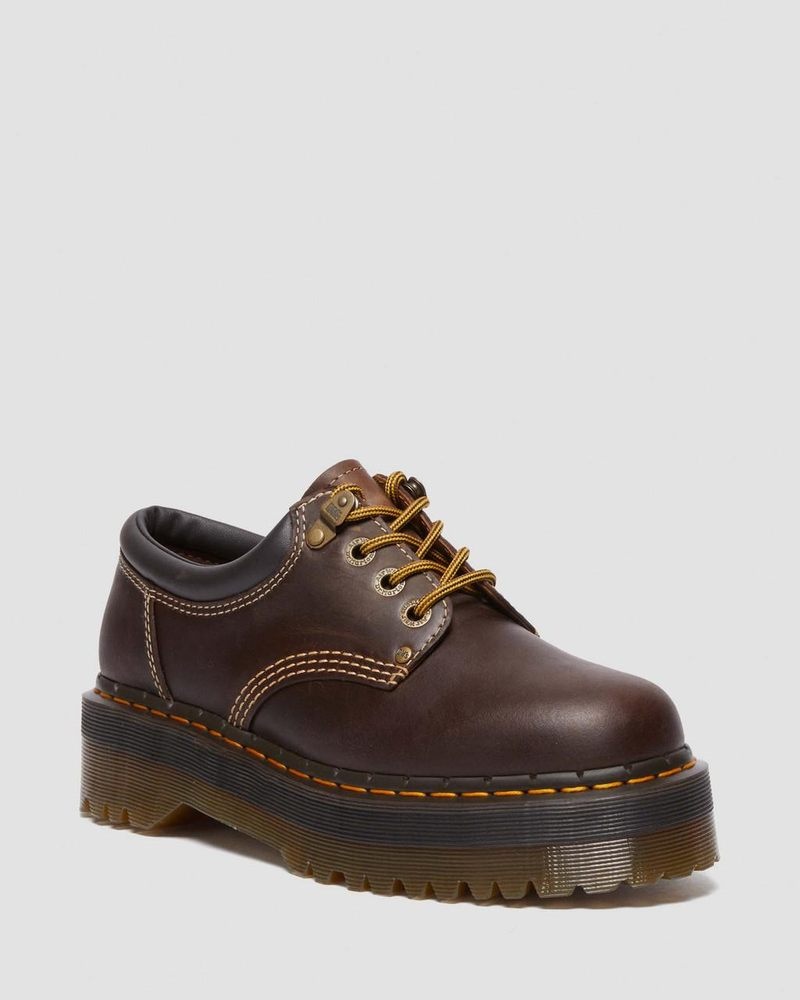 Dark Brown Doctor Martens 8053 Arc Crazy Horse Leather Platform Casual Shoes (Crazy Horse) | MR28-I0FW