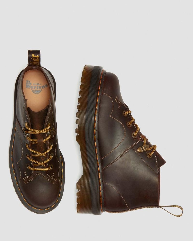 Dark Brown Doctor Martens Church Arc Crazy Horse Platform Monkey Boots (Crazy Horse) | YO29-M5UP