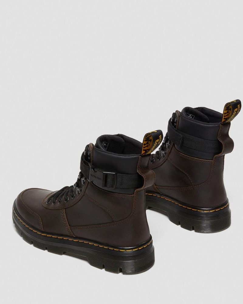 Dark Brown Doctor Martens Combs Tech Crazy Horse Leather Casual Boots (Crazy Horse) | MT51-J1AK