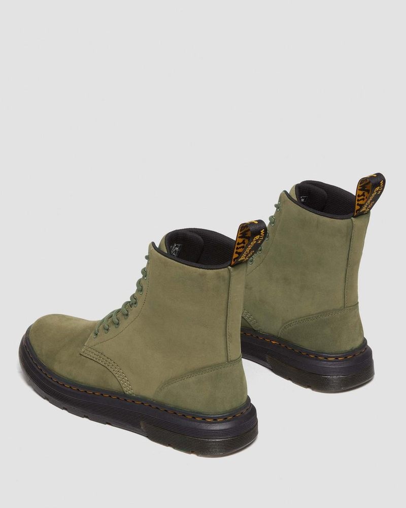 Dms Olive Doctor Martens Crewson Nubuck Leather Everyday Boots (Buffbuck) | BQ19-Q5XO