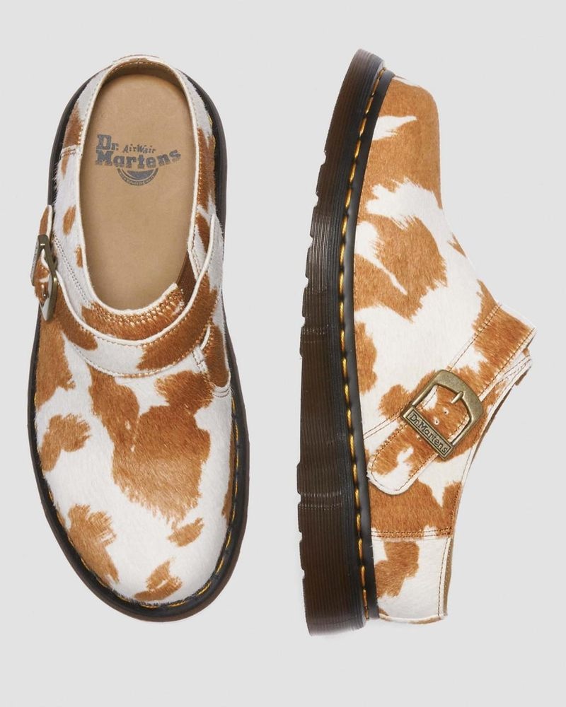 Jersey Cow Print Doctor Martens Isham Hair-On Cow Print Slingback Mules (Hair On) | DU56-W7GC