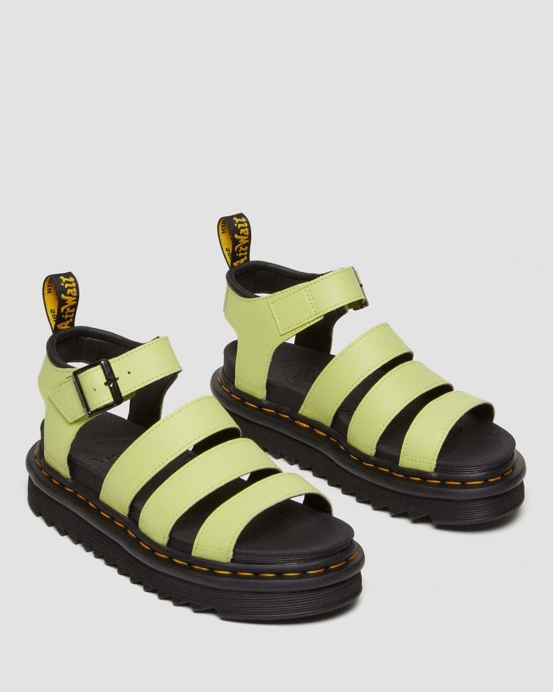 Lime Green Doctor Martens Blaire Athena Leather Strap Sandals (Athena) | OG18-T3PZ