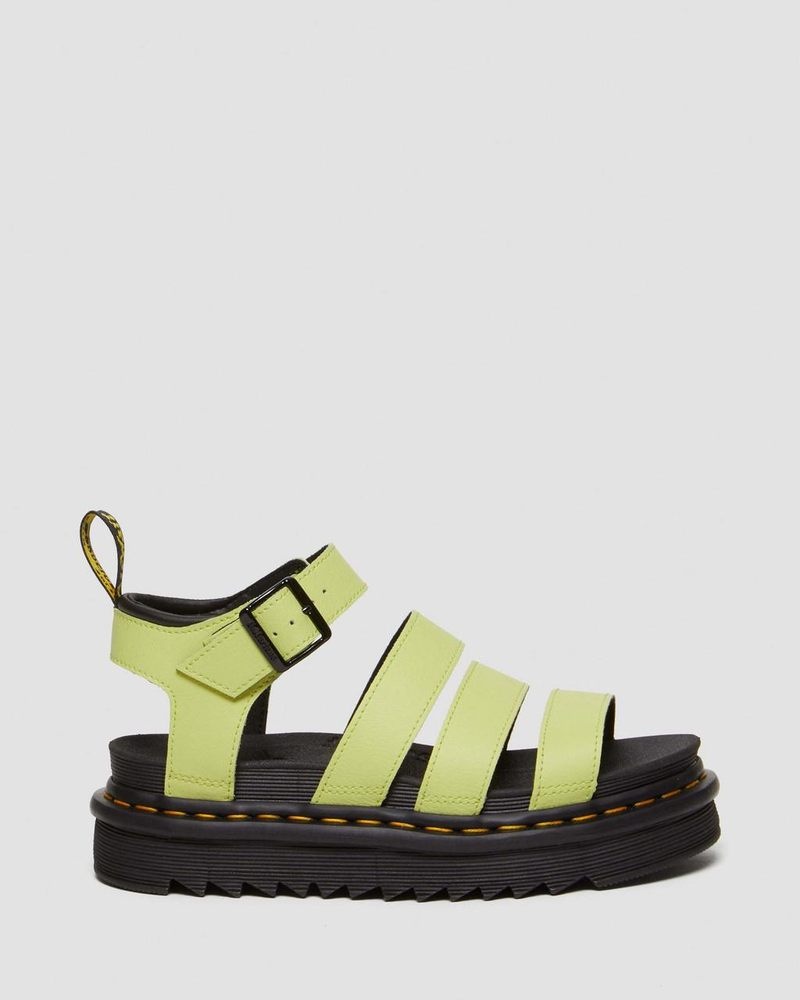 Lime Green Doctor Martens Blaire Athena Leather Strap Sandals (Athena) | OG18-T3PZ