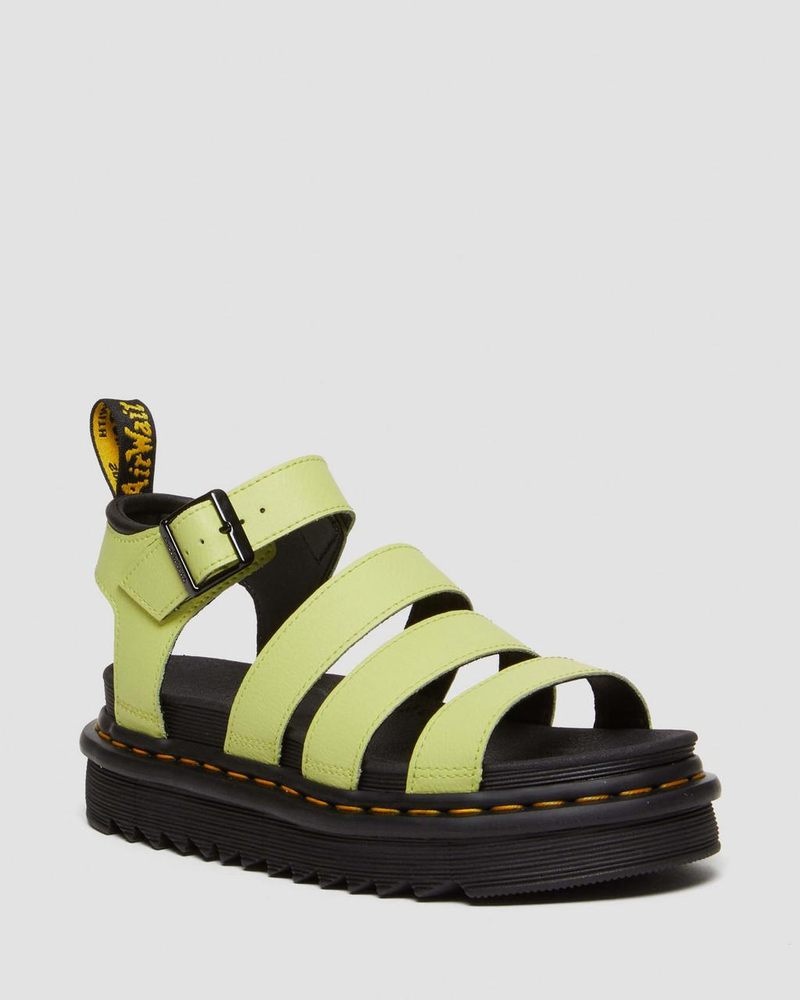 Lime Green Doctor Martens Blaire Athena Leather Strap Sandals (Athena) | OG18-T3PZ