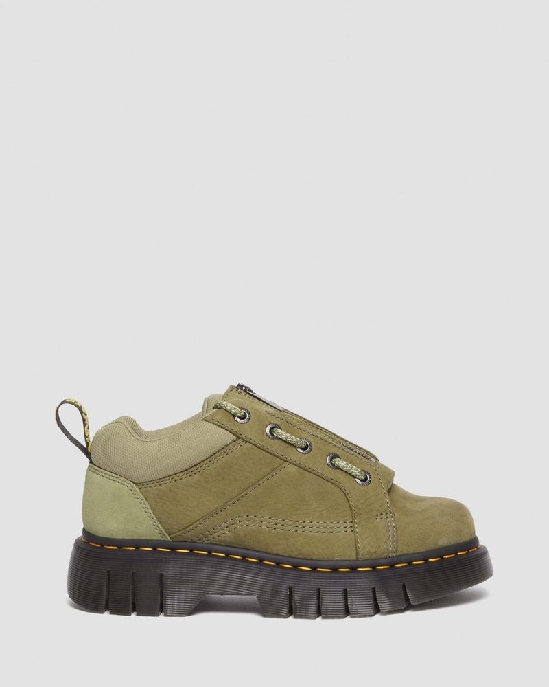 Muted Olive Doctor Martens Woodard Tumbled Nubuck Leather Low Casual Boots (Titan) | YK35-C4DK