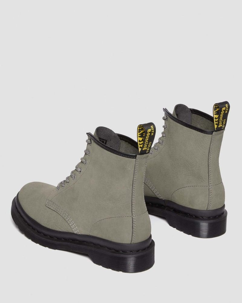 NICKEL GREY Doctor Martens 1460 Milled Nubuck Leather Lace Up Boots (Milled Nubuck Wp) | LO48-Q2KM