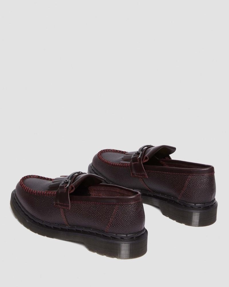 Oxblood Doctor Martens Adrian Snaffle Pebble Grain Leather Kiltie Loafers | VF71-X2AL