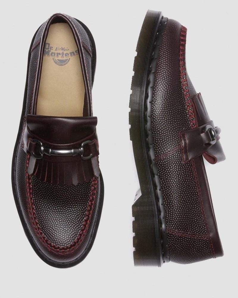 Oxblood Doctor Martens Adrian Snaffle Pebble Grain Leather Kiltie Loafers | VF71-X2AL