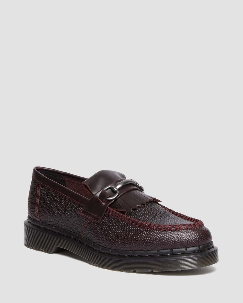 Oxblood Doctor Martens Adrian Snaffle Pebble Grain Leather Kiltie Loafers | VF71-X2AL