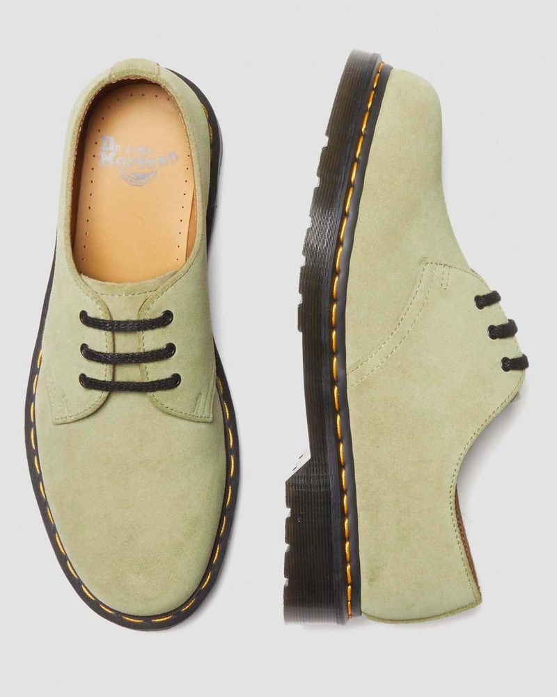 Pale Olive Doctor Martens 1461 Suede Oxford Shoes (E.H.Suede) | WY30-T9TO