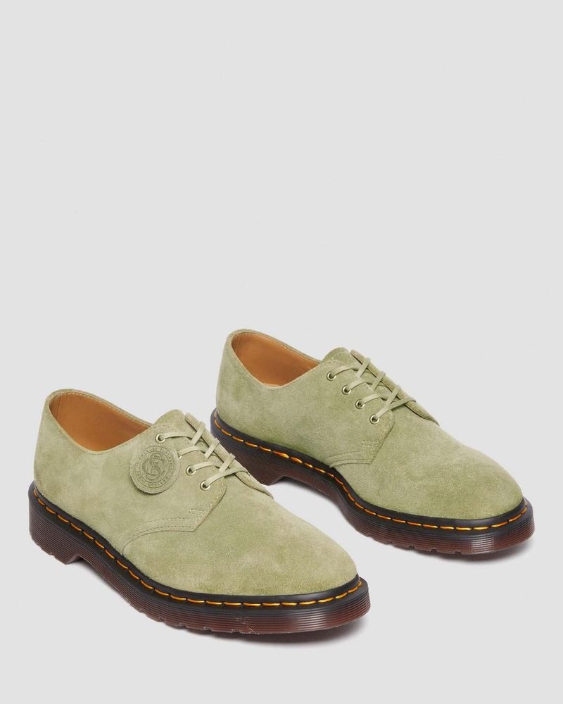 Pale Olive Doctor Martens Smiths Suede Dress Shoes (Desert Oasis Suede) | BJ43-F0HK