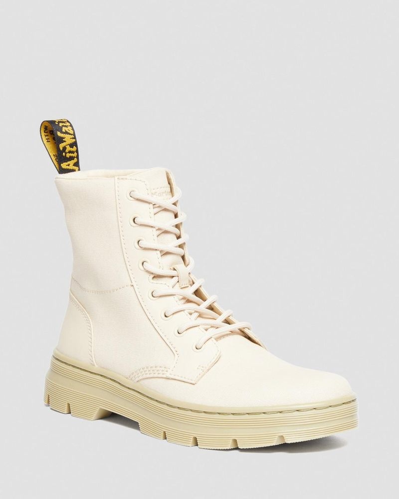 Parchment Beige Doctor Martens Combs Canvas Casual Boots (Canvas+Milled Coated Leather) | HL50-K1FB