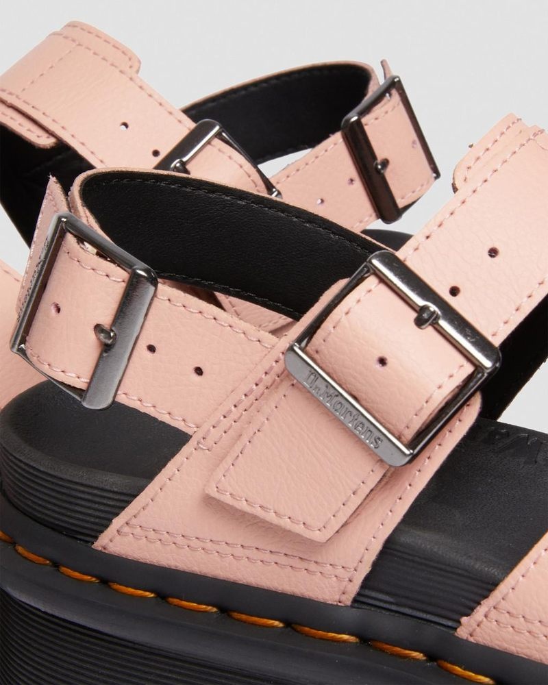 Peach Beige Doctor Martens Voss II Athena Leather Strap Platform Sandals (Athena) | RL18-O1AF