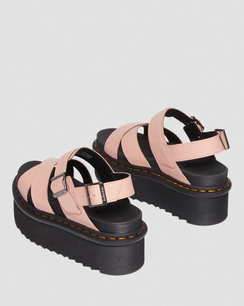 Peach Beige Doctor Martens Voss II Athena Leather Strap Platform Sandals (Athena) | RL18-O1AF