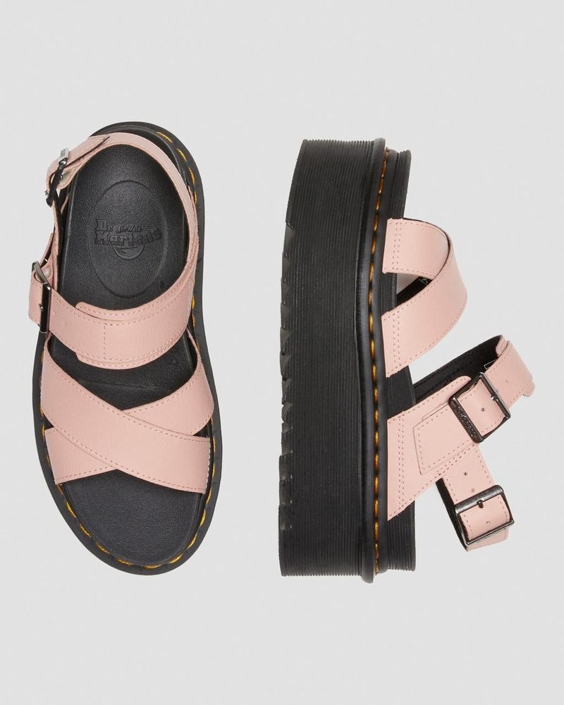 Peach Beige Doctor Martens Voss II Athena Leather Strap Platform Sandals (Athena) | RL18-O1AF