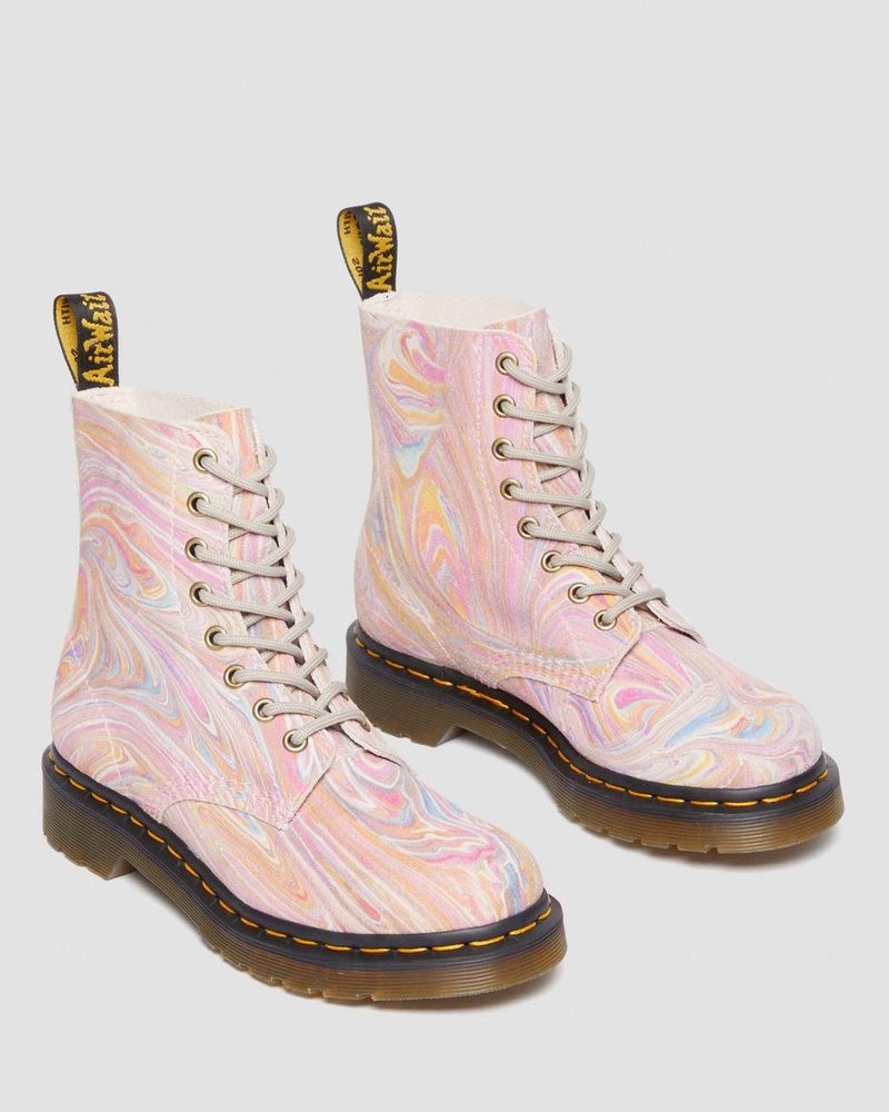 Pink / Orange Doctor Martens 1460 Pascal Marbled Suede Lace Up Boots (Marbled Suede) | LG88-U0LJ