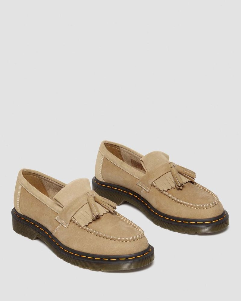 Savannah Tan Doctor Martens Adrian Tumbled Nubuck Leather Tassel Loafers (Tumbled Nubuck) | YU39-K9MN