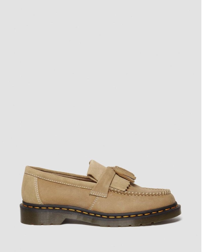 Savannah Tan Doctor Martens Adrian Tumbled Nubuck Leather Tassel Loafers (Tumbled Nubuck) | YU39-K9MN