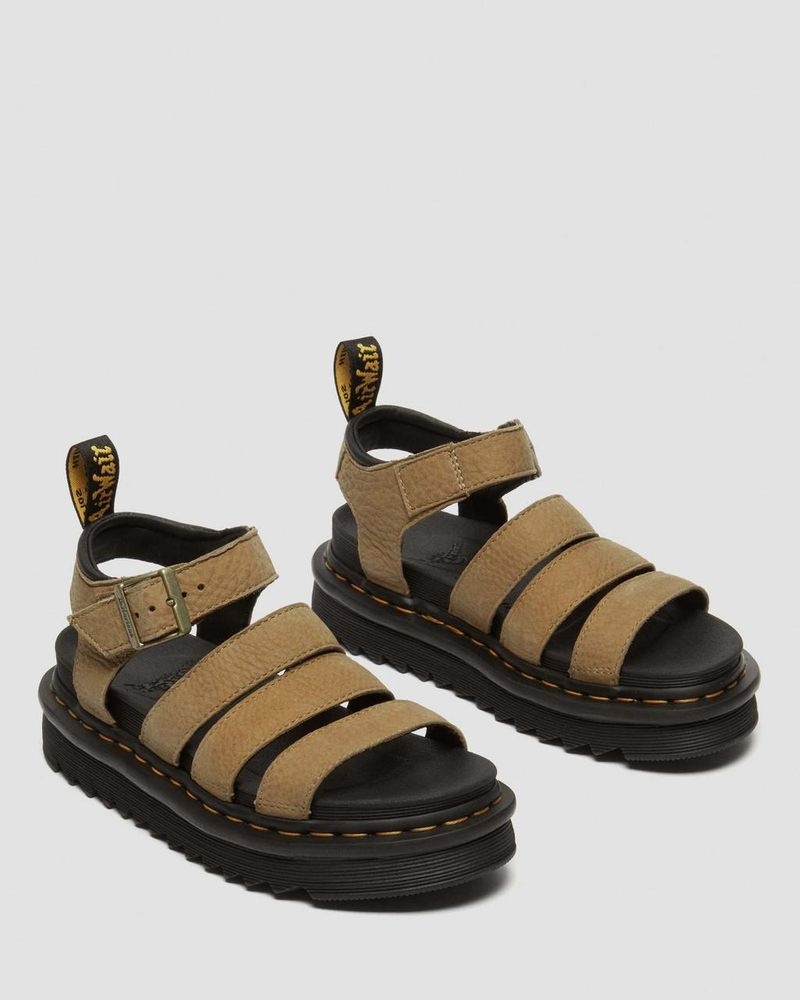 Savannah Tan Doctor Martens Blaire Tumbled Nubuck Leather Sandals (Tumbled Nubuck) | VV62-Q3ZG