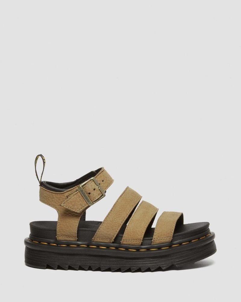 Savannah Tan Doctor Martens Blaire Tumbled Nubuck Leather Sandals (Tumbled Nubuck) | VV62-Q3ZG