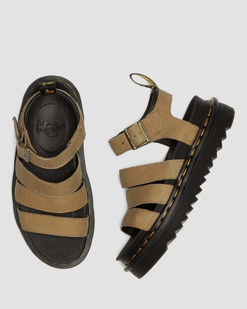 Savannah Tan Doctor Martens Blaire Tumbled Nubuck Leather Sandals (Tumbled Nubuck) | VV62-Q3ZG