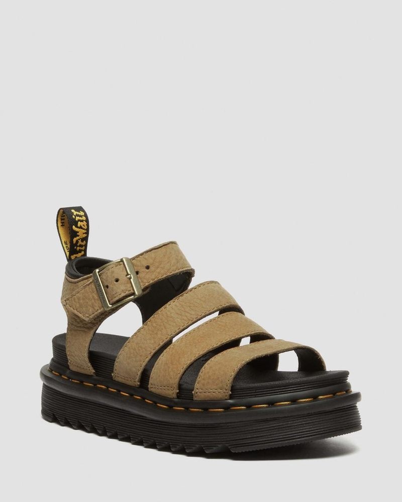 Savannah Tan Doctor Martens Blaire Tumbled Nubuck Leather Sandals (Tumbled Nubuck) | VV62-Q3ZG