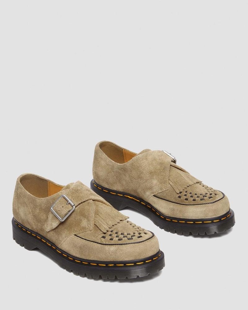 Savannah Tan Doctor Martens Ramsey Suede Kiltie Buckle Creepers (Desert Oasis Suede) | XO13-T7UC