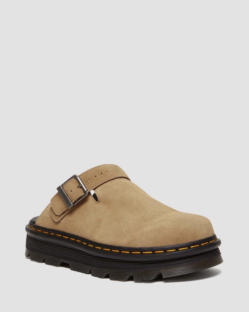 Savannah Tan Doctor Martens Zebzag Suede Casual Singback Platform Mules (E.H.Suede) | PV64-P4ZA