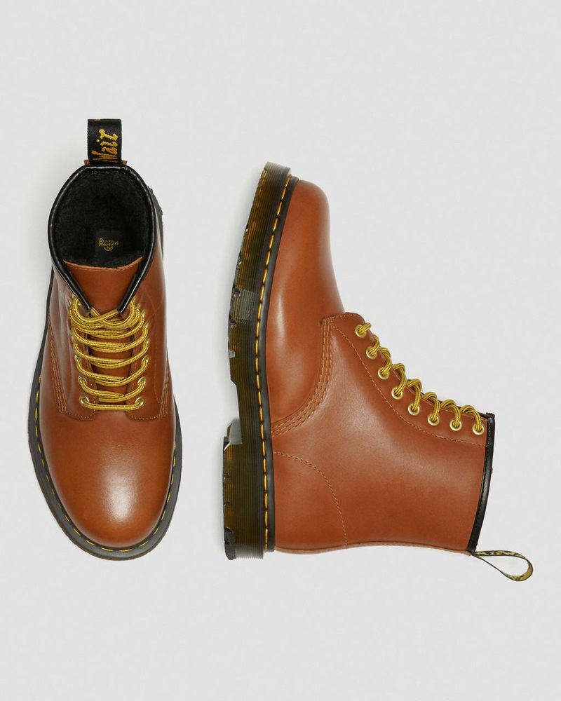 TAN Doctor Martens 1460 DM's Wintergrip Leather Lace Up Boots (Blizzard Wp) | LT23-T0UI