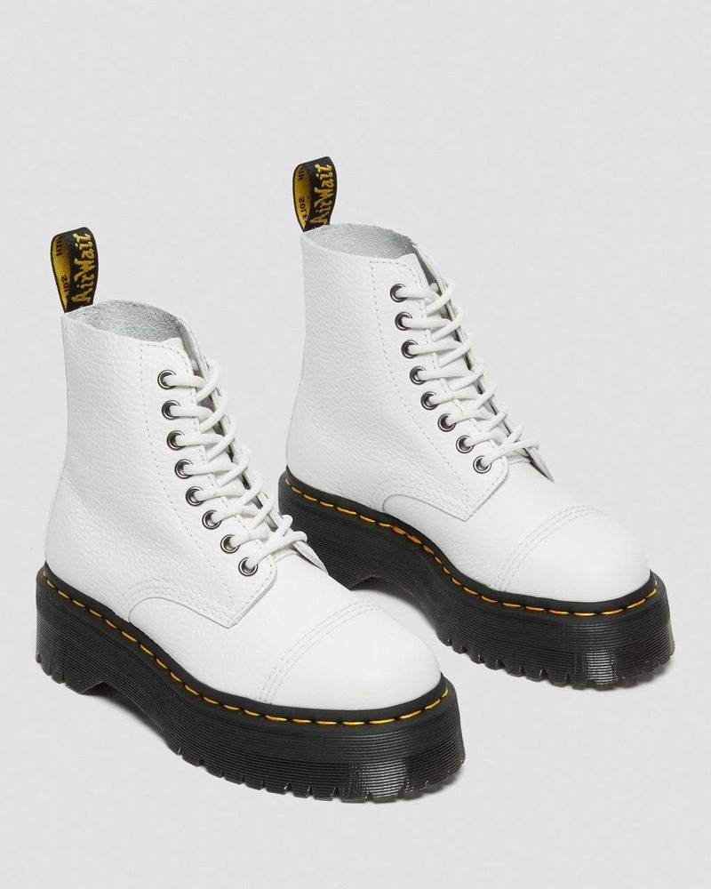 White Doctor Martens Sinclair Milled Nappa Leather Platform Boots (Milled Nappa) | XC28-X0VQ