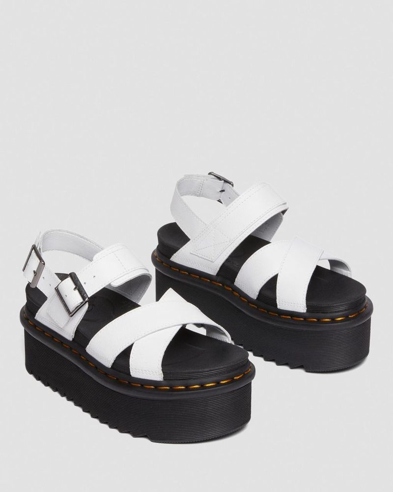 White Doctor Martens Voss II Athena Leather Strap Platform Sandals (Athena) | JZ92-H1CA