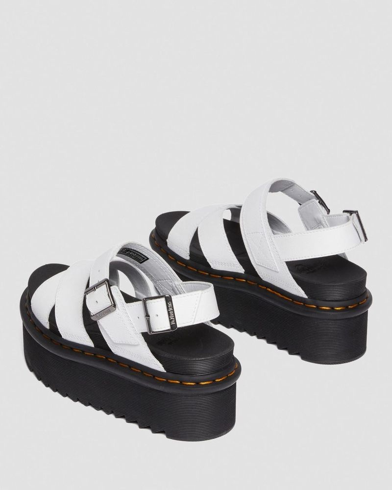 White Doctor Martens Voss II Athena Leather Strap Platform Sandals (Athena) | JZ92-H1CA