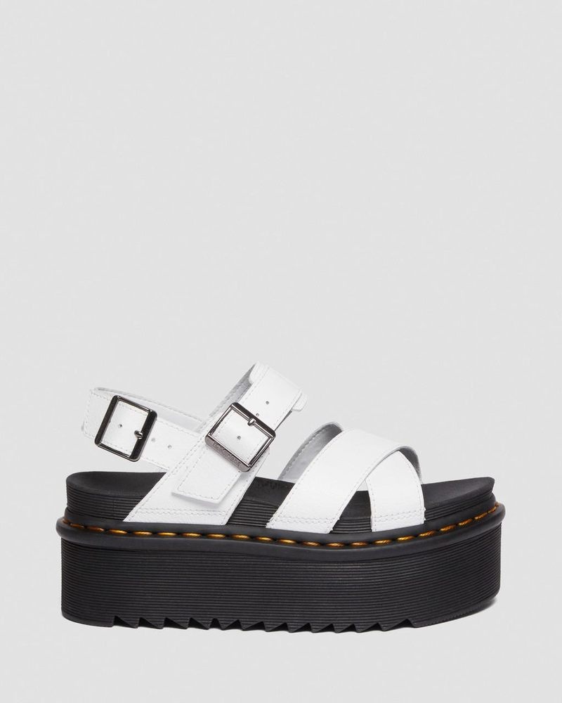 White Doctor Martens Voss II Athena Leather Strap Platform Sandals (Athena) | JZ92-H1CA