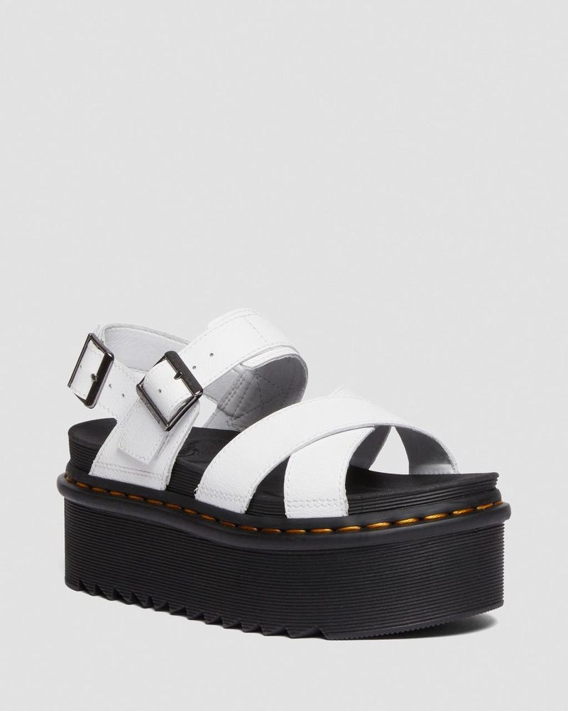 White Doctor Martens Voss II Athena Leather Strap Platform Sandals (Athena) | JZ92-H1CA