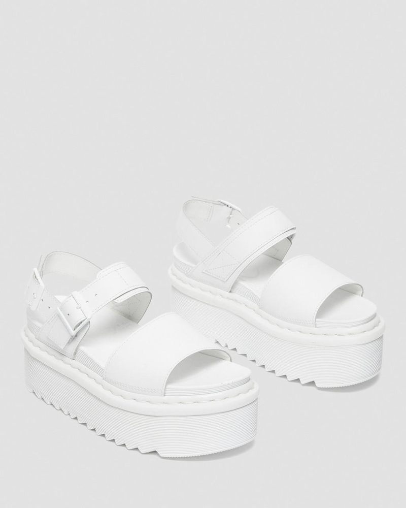 White Doctor Martens Voss Mono Leather Platform Strap Sandals (Hydro Leather) | TS49-V1HW