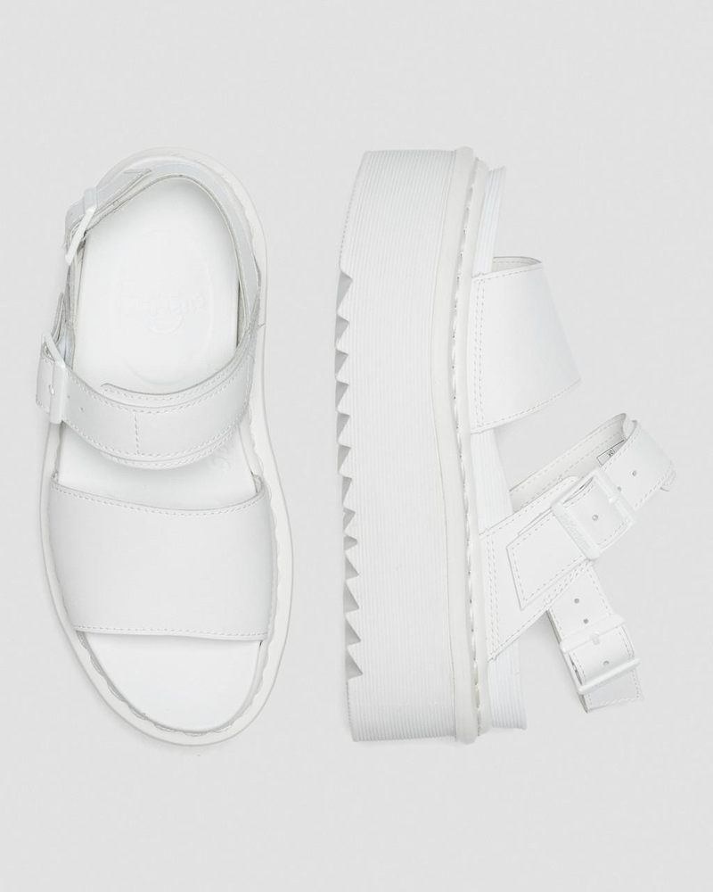 White Doctor Martens Voss Mono Leather Platform Strap Sandals (Hydro Leather) | TS49-V1HW